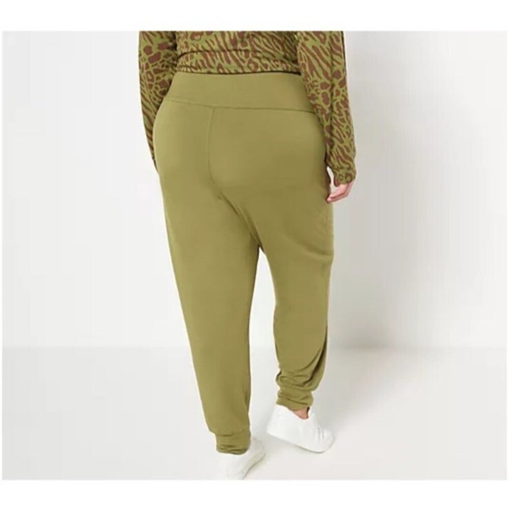 All Worthy Hunter McGrady Tall Knit Pull On Joggers Size ST Olive QVC